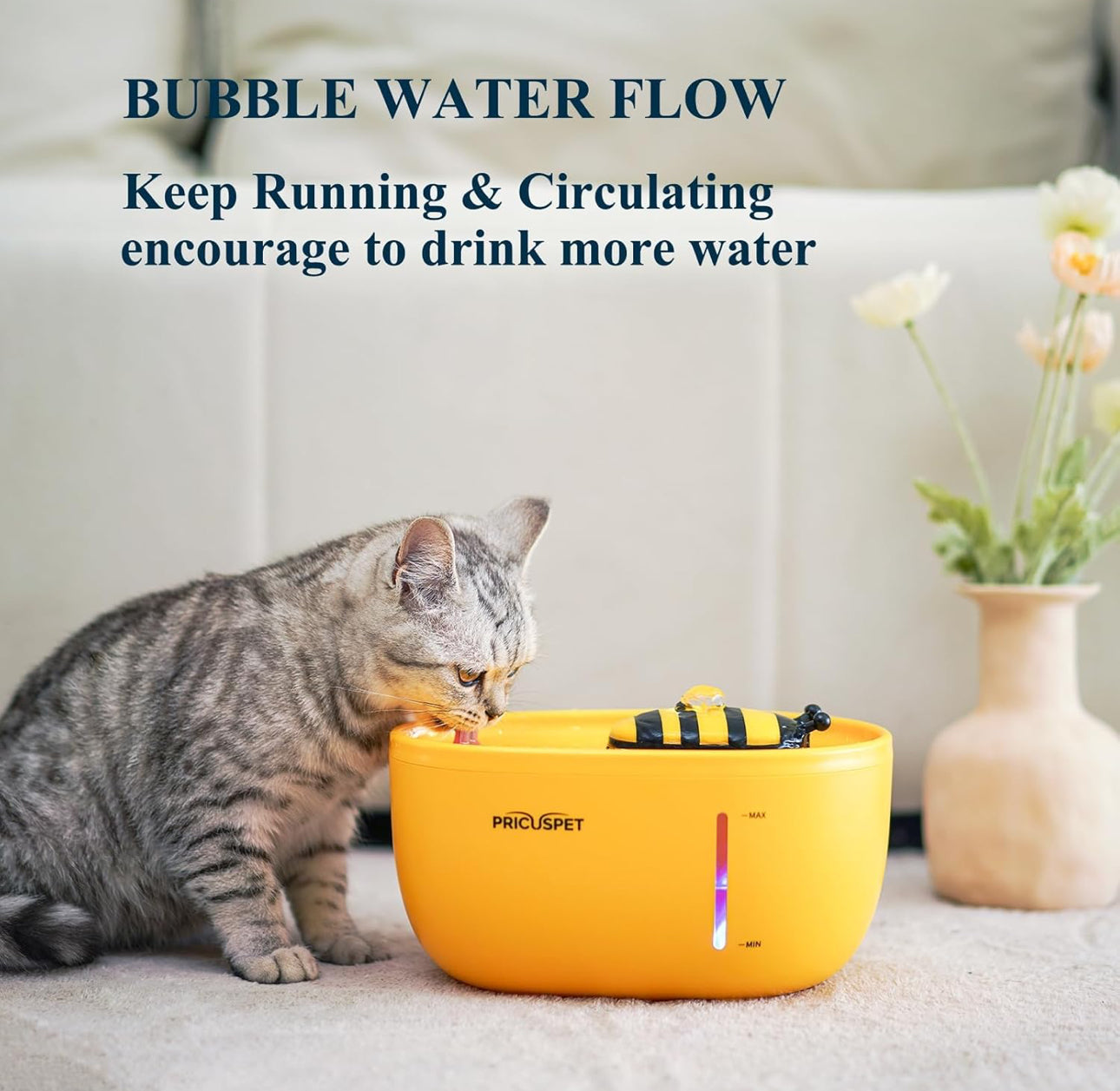 Fuente para mascotas de 68 oz/2 L, dispensador automático de agua para perros con 2 filtros de carbono adicionales