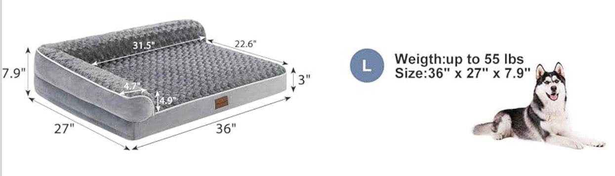 Cama ortopédica para raza mediana y grande, cobertor lavable