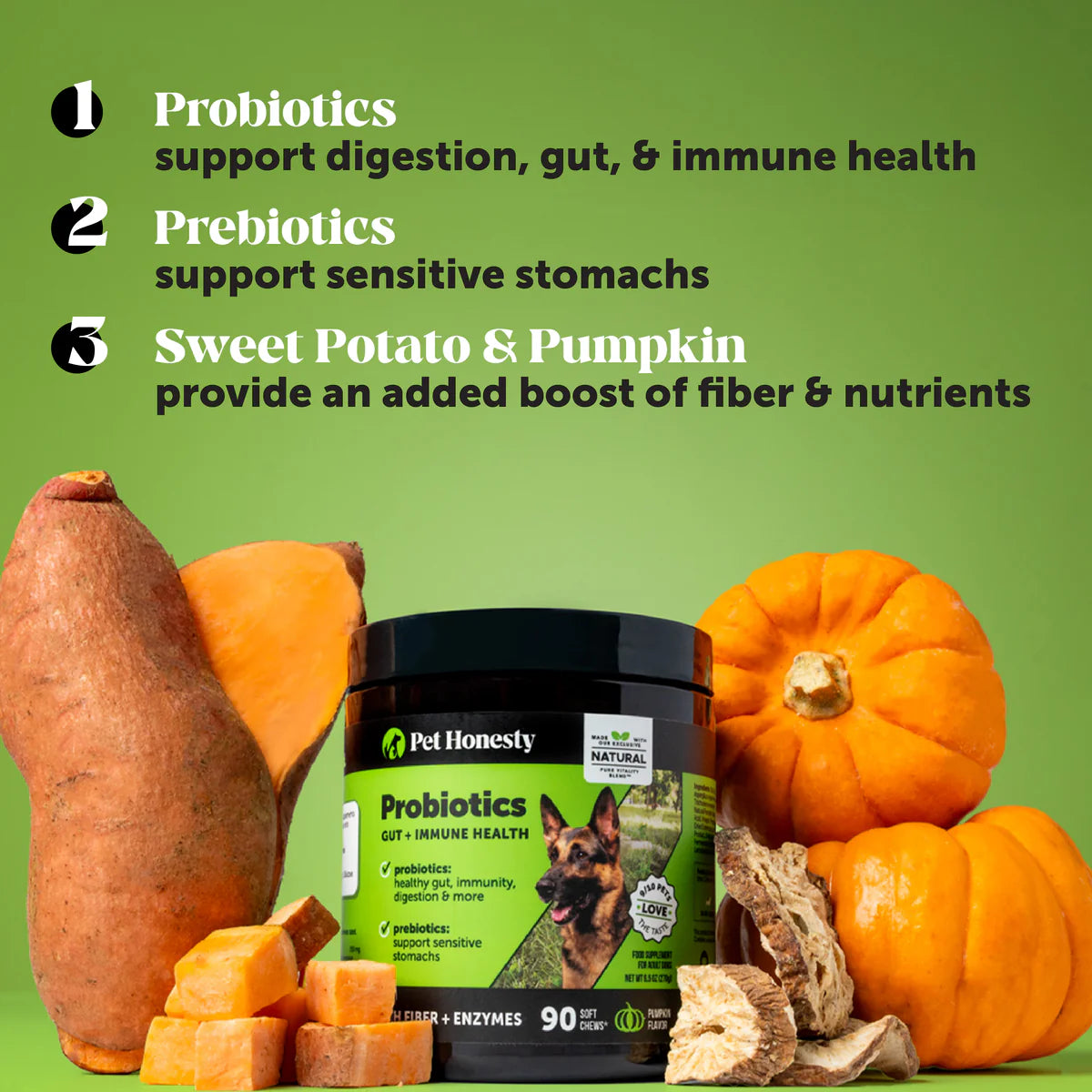 Probiotics Gut + Immune Health Pet Honesty - Sabor pato
