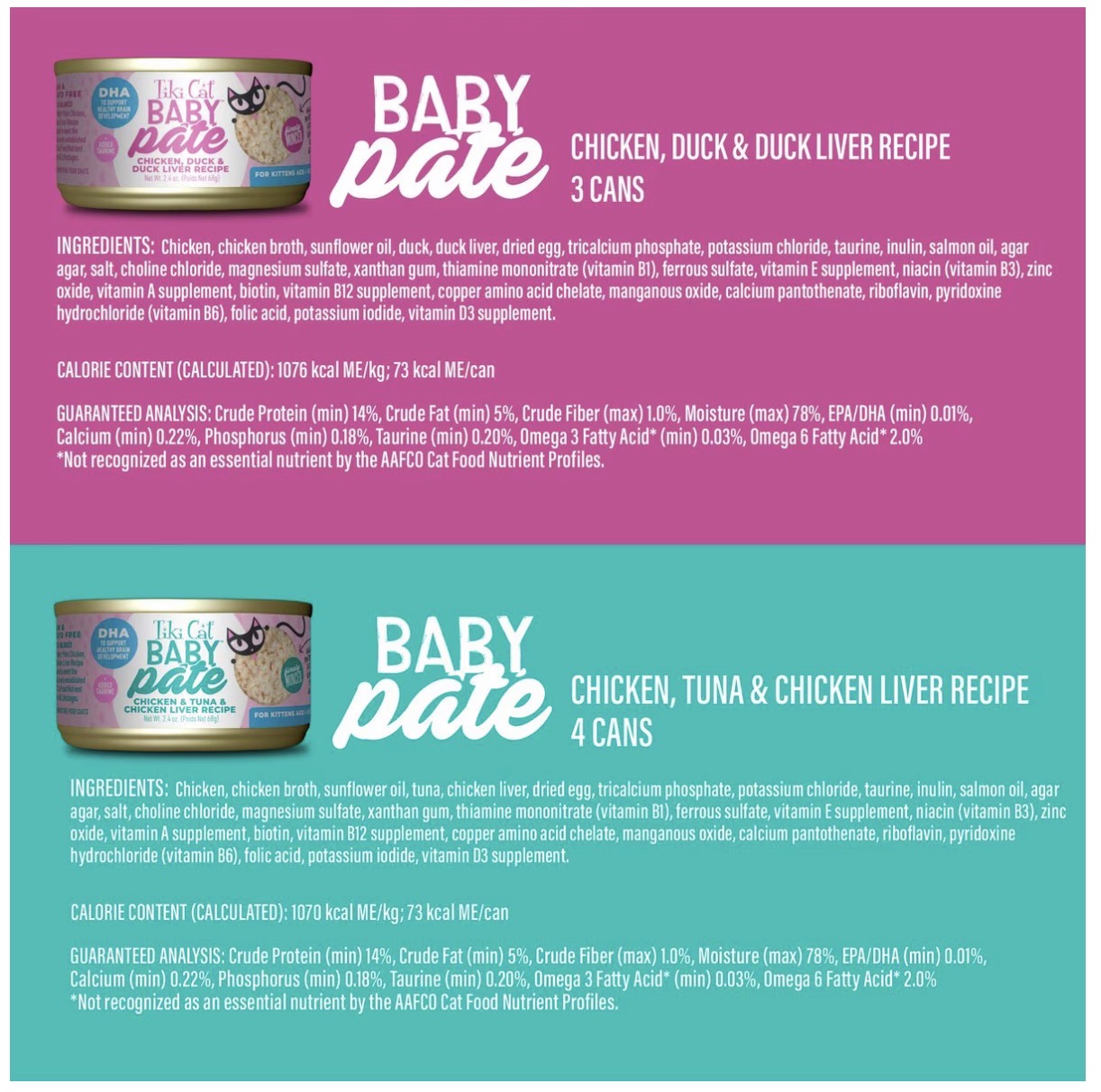 Tiki Cat Baby Pate Wet Cat Food for Kittens Variety Pack 2.4 oz (paquete de 12)