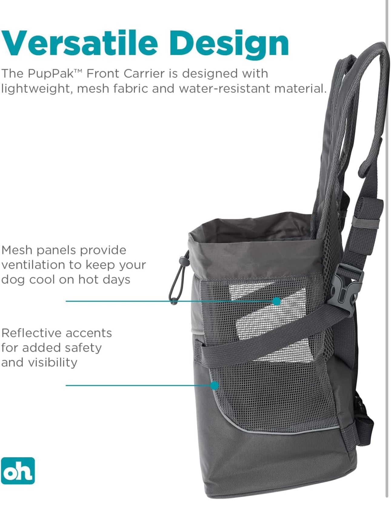 Outward Hound PupPak - Transportador frontal para perro, mediano, gris