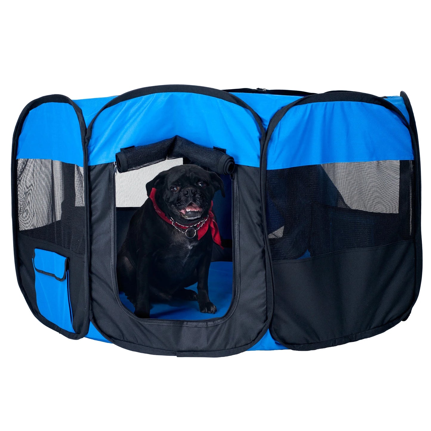 Petmaker Corral Perros Azul/negro, 42"L x 42"W x 25"H