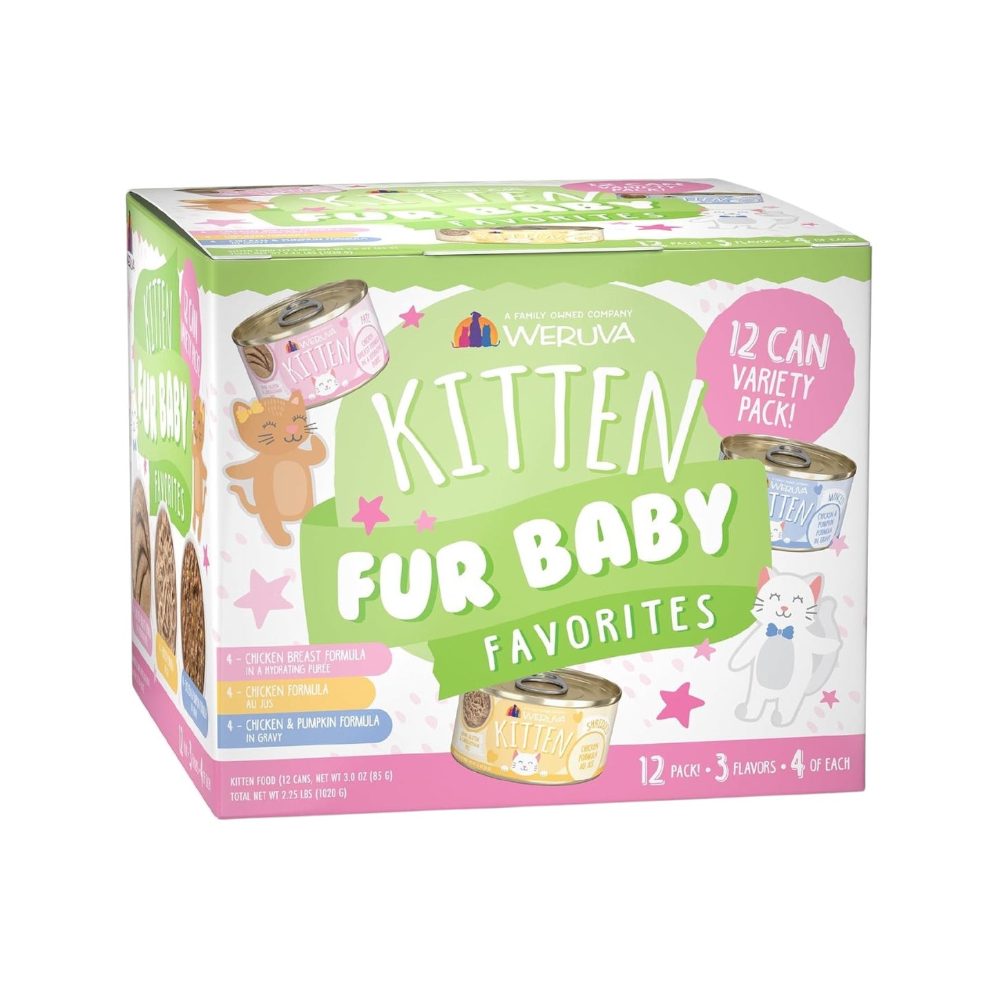 Weruva Kitten, Fur Baby Favorites Paquete variado, lata de 3 onzas (paquete de 12)