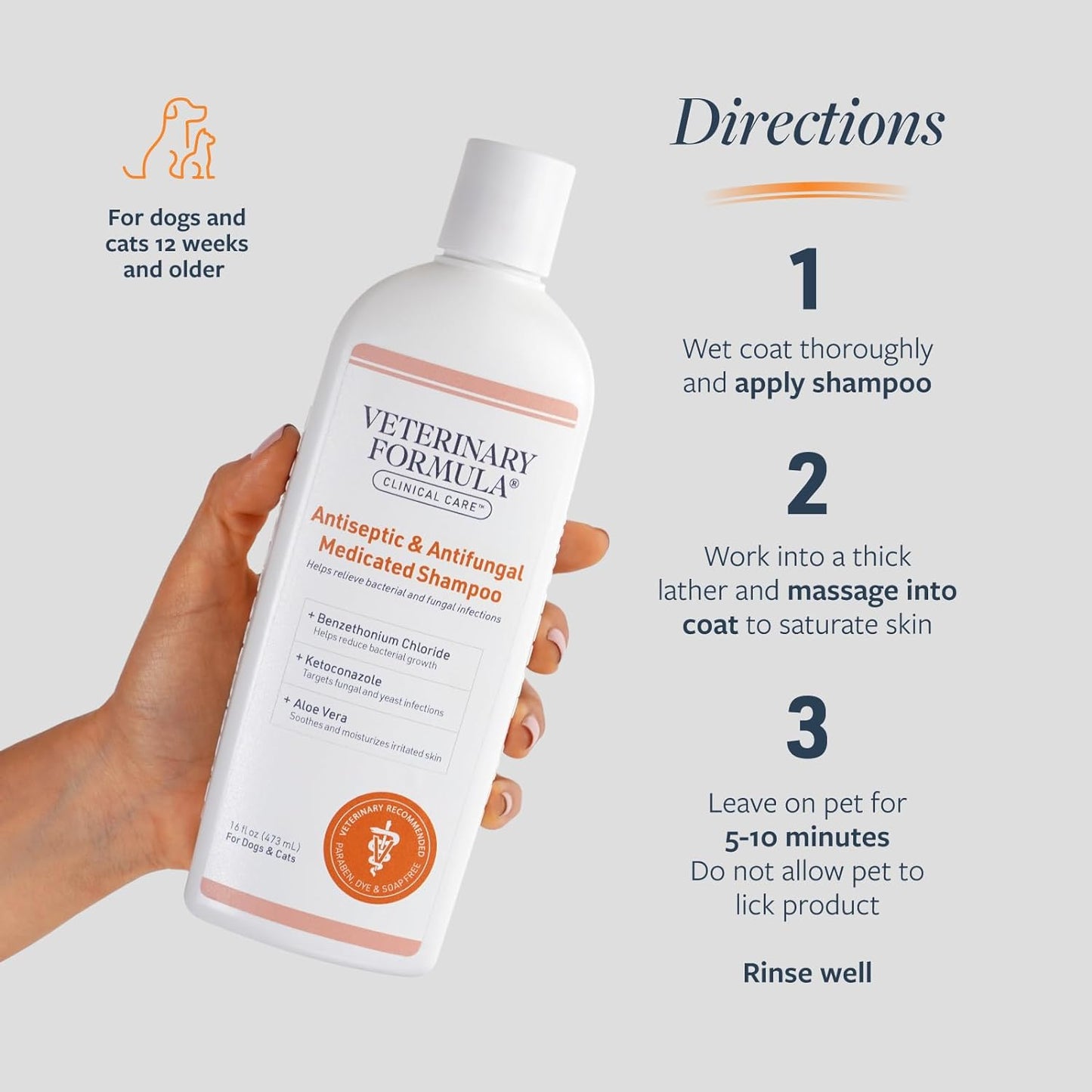 Veterinary Formula- Shampoo medicado antiséptico y antifúngico para perros y gatos