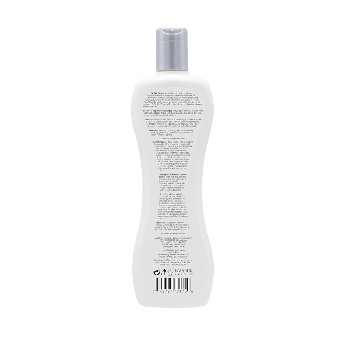 BioSilk Silk Therapy - Shampoo blanqueador para perros