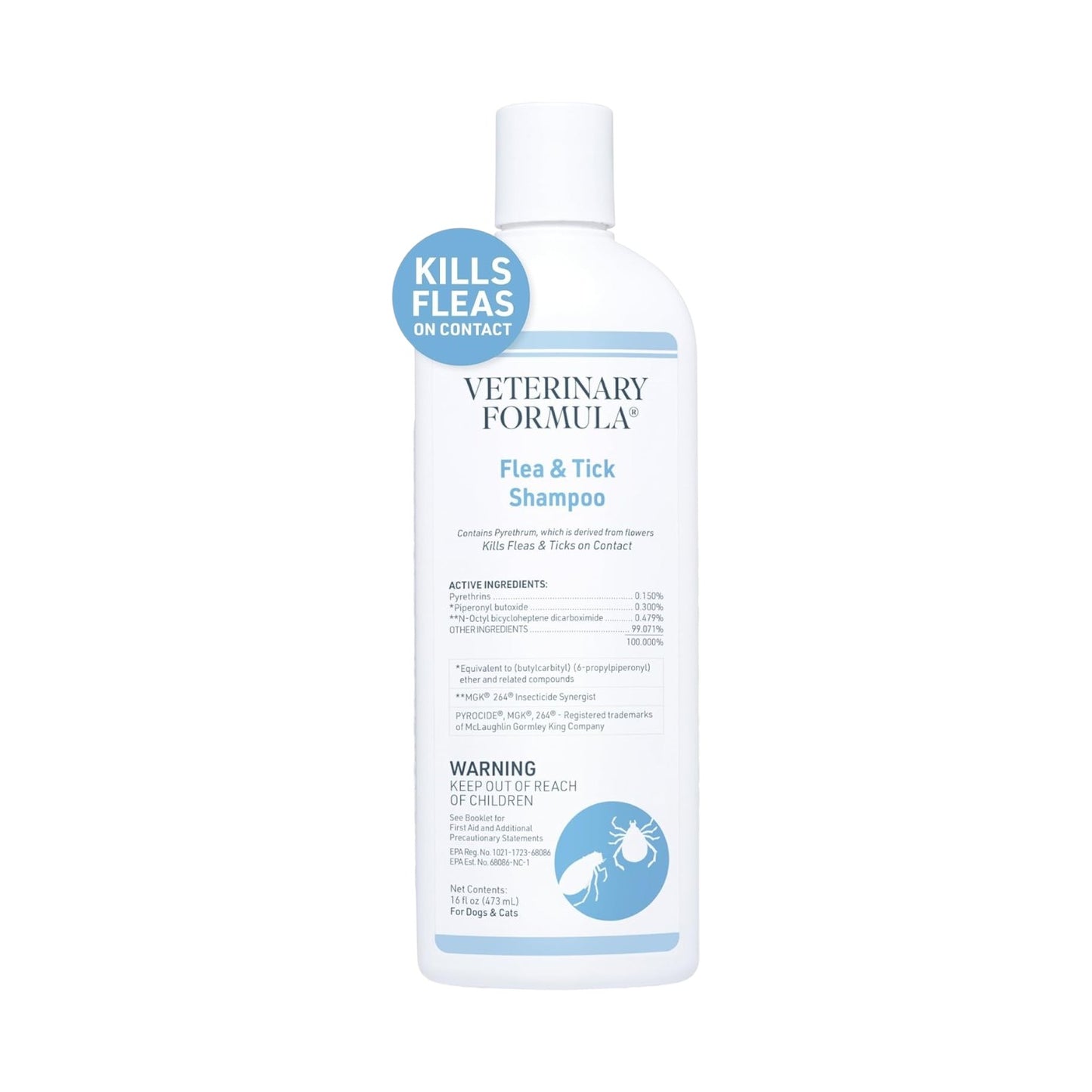 Veterinary Formula - Shampoo contra pulgas y garrapatas, para perros y gatos