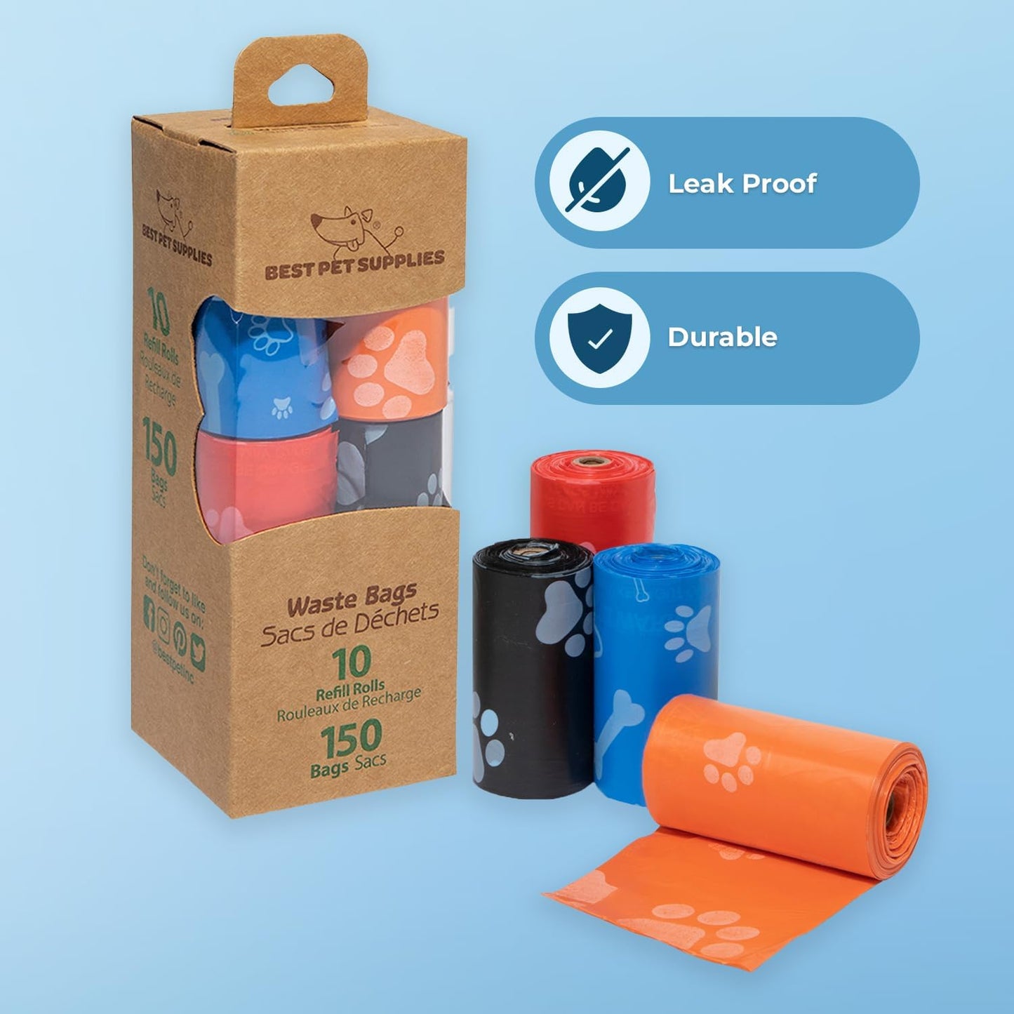 Best Pet Supplies - Bolsas para excremento plástico grueso, surtido, (paquete de 10 unidades)