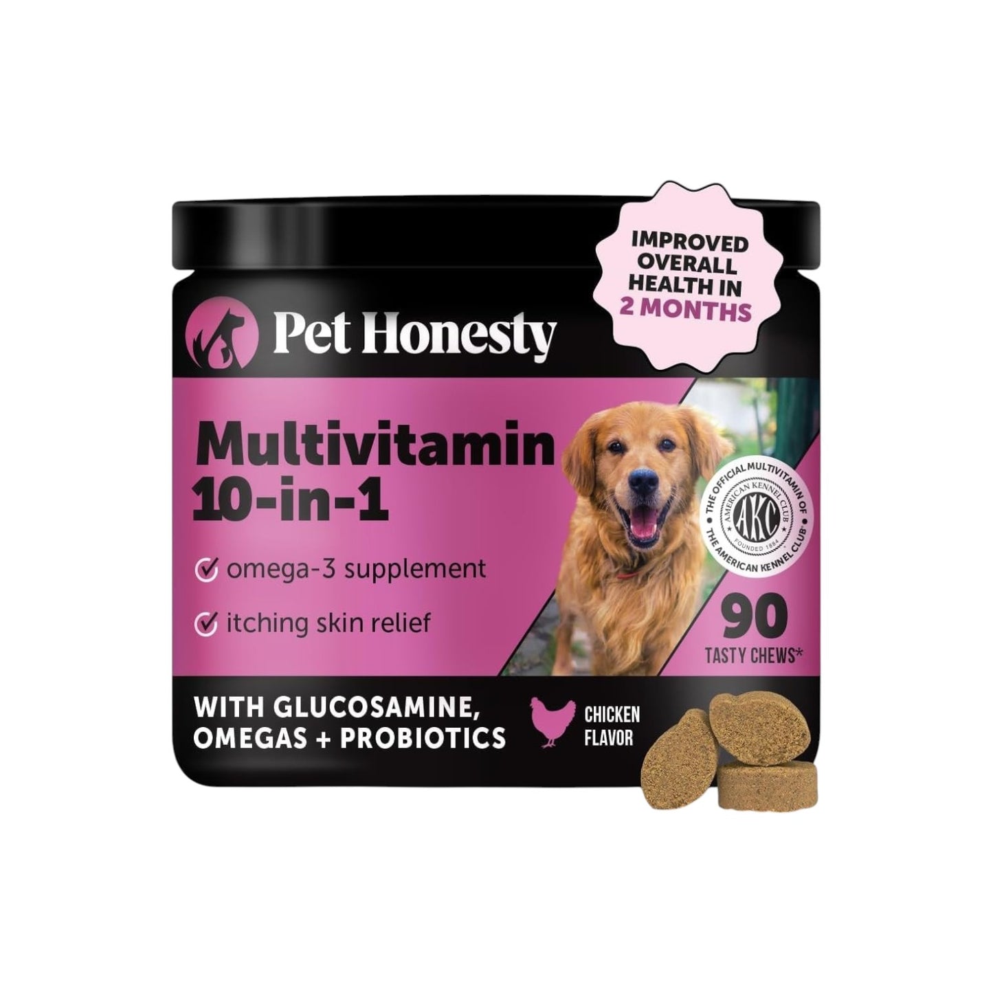 Pet Honesty - Suplemento multivitamínico para perros, 90 unidades