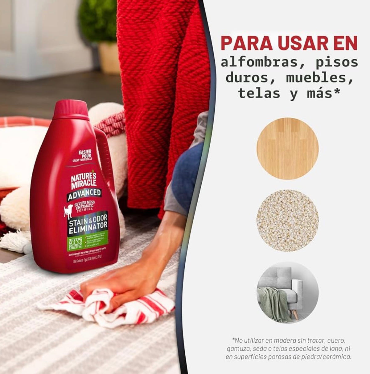 Nature's Miracle Enzymatic Formula Advanced Dog Stain & Odor Eliminator, 1 galón