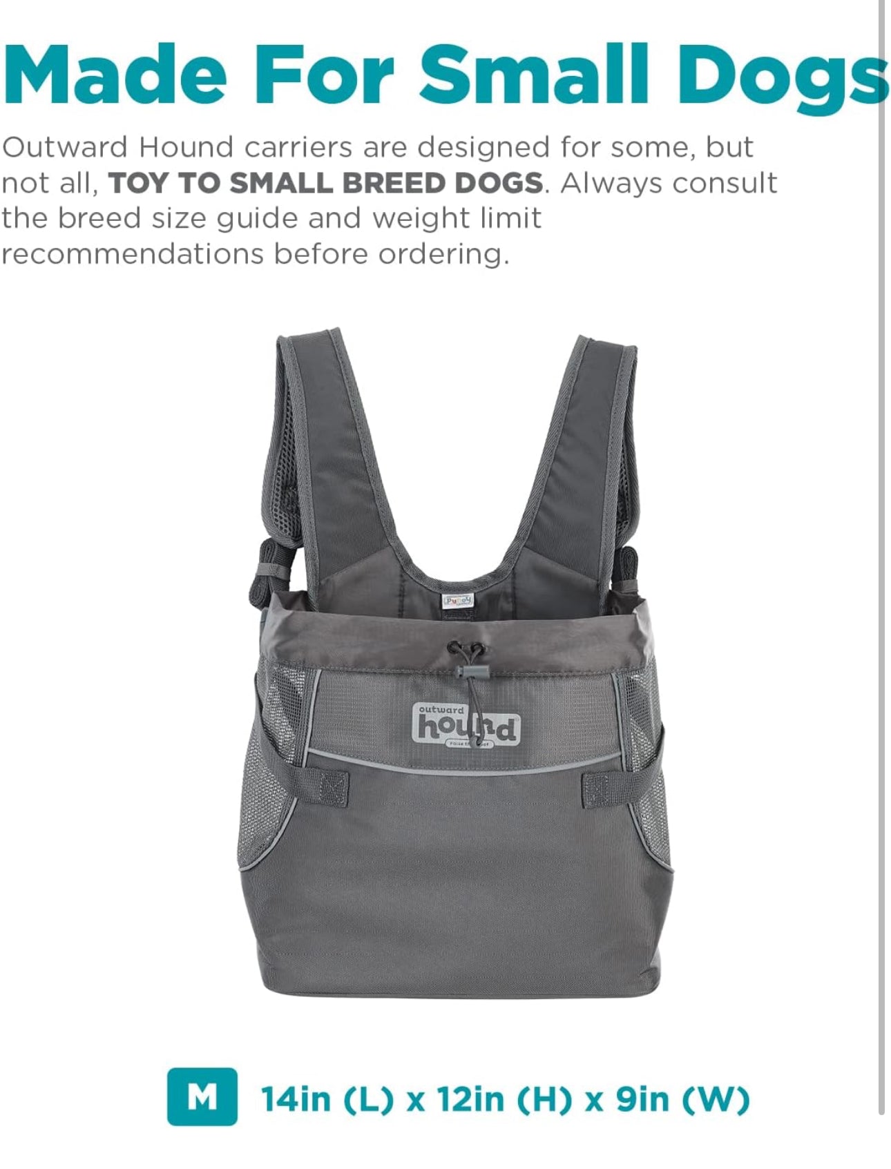 Outward Hound PupPak - Transportador frontal para perro, mediano, gris