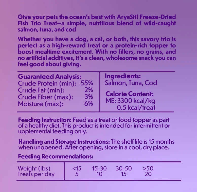 Arya sit - Freeze-Dried Fish Trio