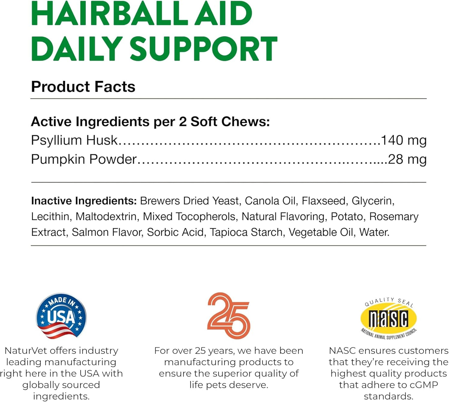 NaturVet Suplemento de ayuda para bolas de pelo para gatos - hairball