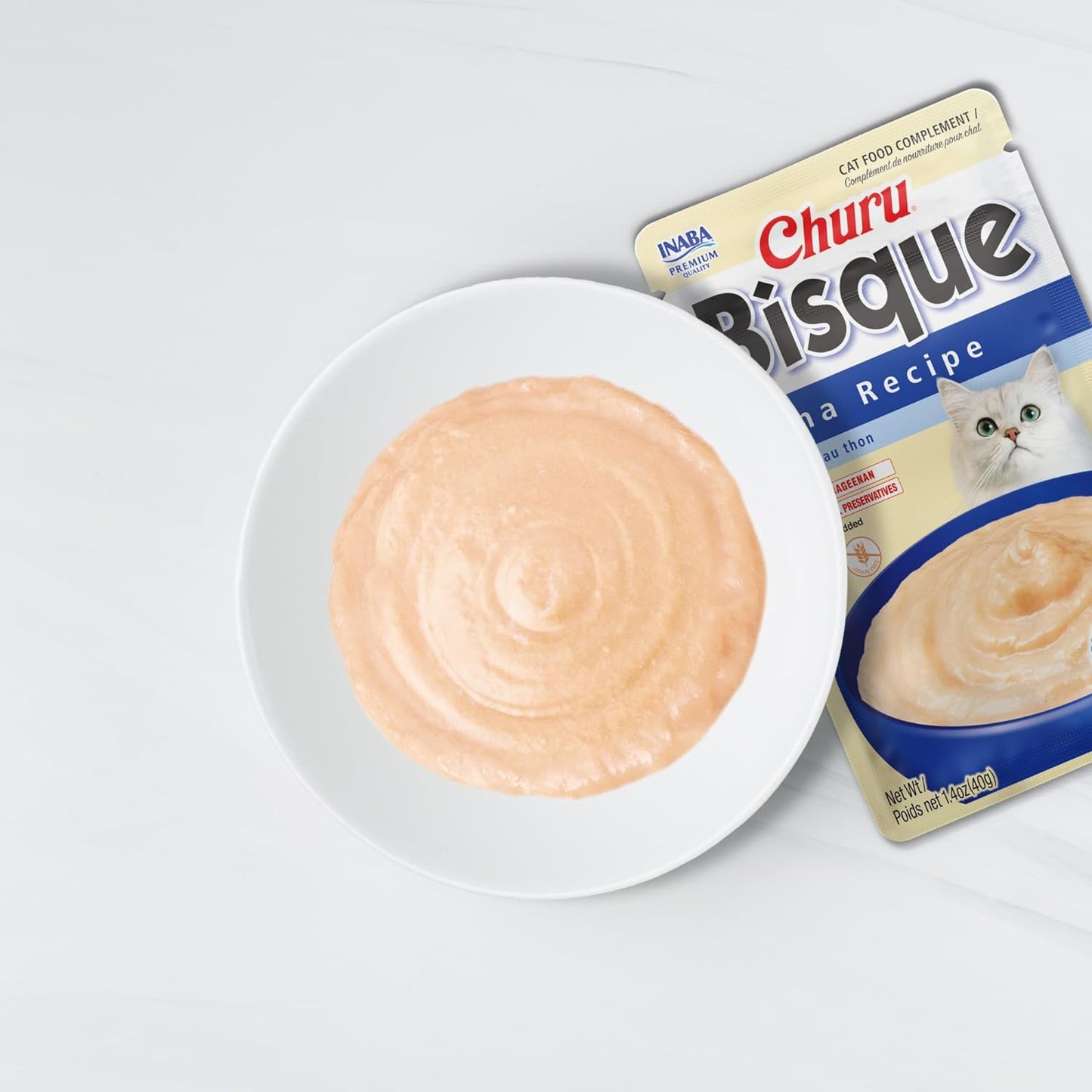 INABA Churu Bisque para gatos, sabor tuna, 1.4 onza por bolsa