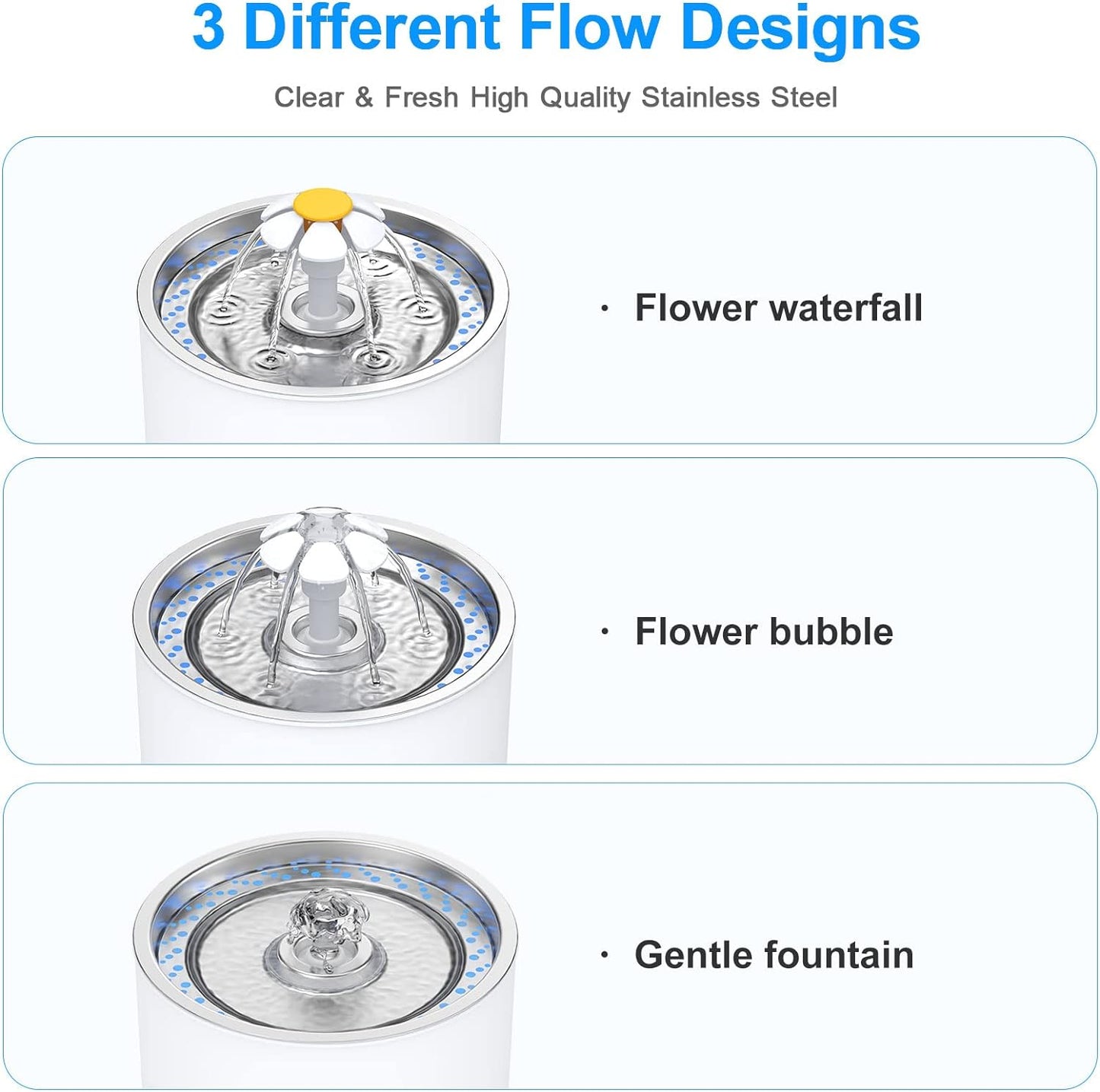 Fuente de agua de acero inoxidable para gatos y perros