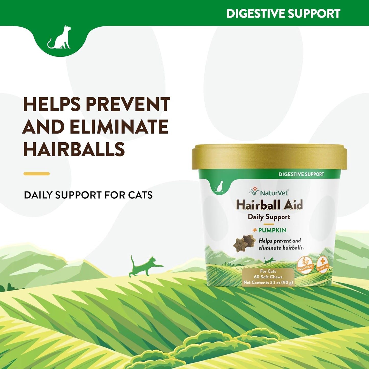 NaturVet Suplemento de ayuda para bolas de pelo para gatos - hairball