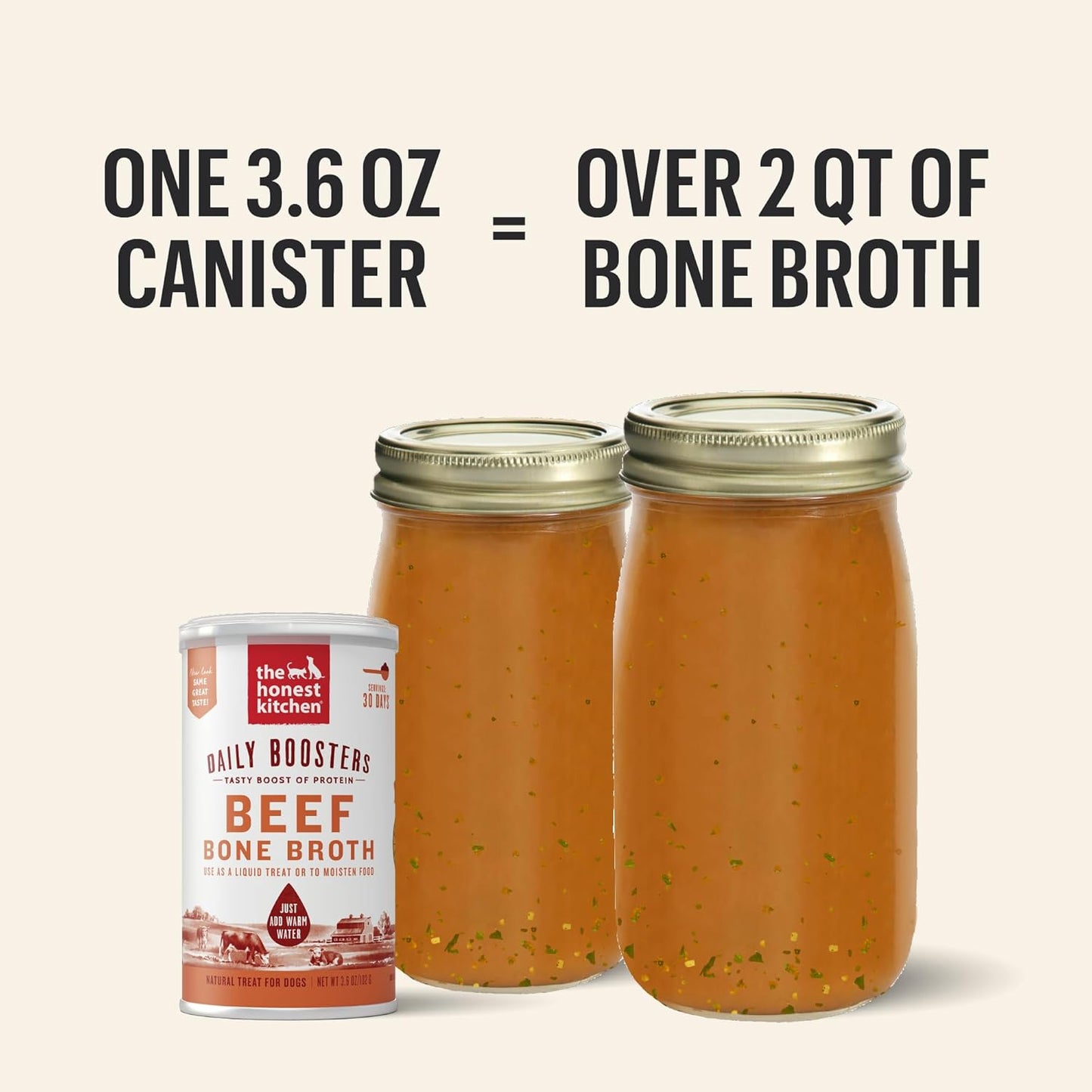The Honest Kitchen Daily Boosts: Caldo de hueso de res para perros y gatos