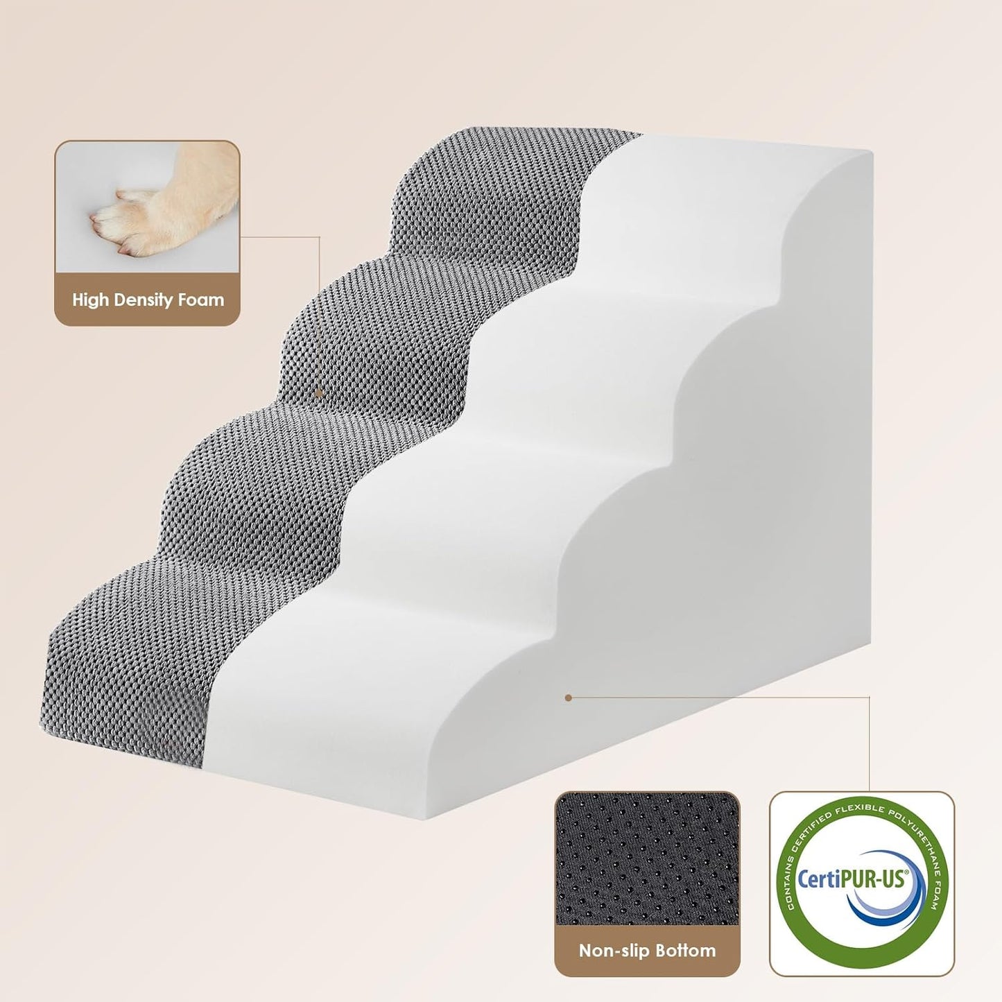 Rampa de escalera curva para perros
