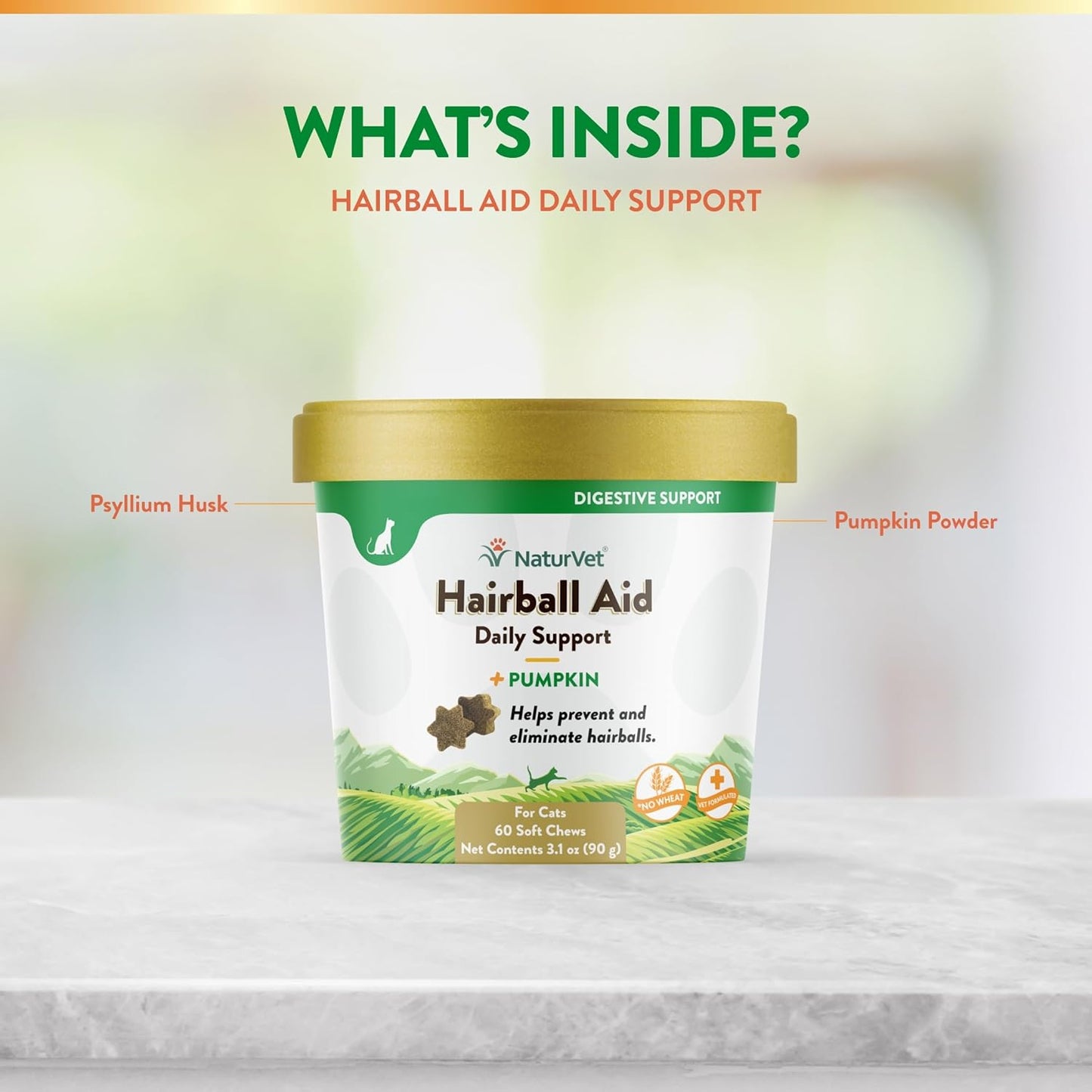 NaturVet Suplemento de ayuda para bolas de pelo para gatos - hairball
