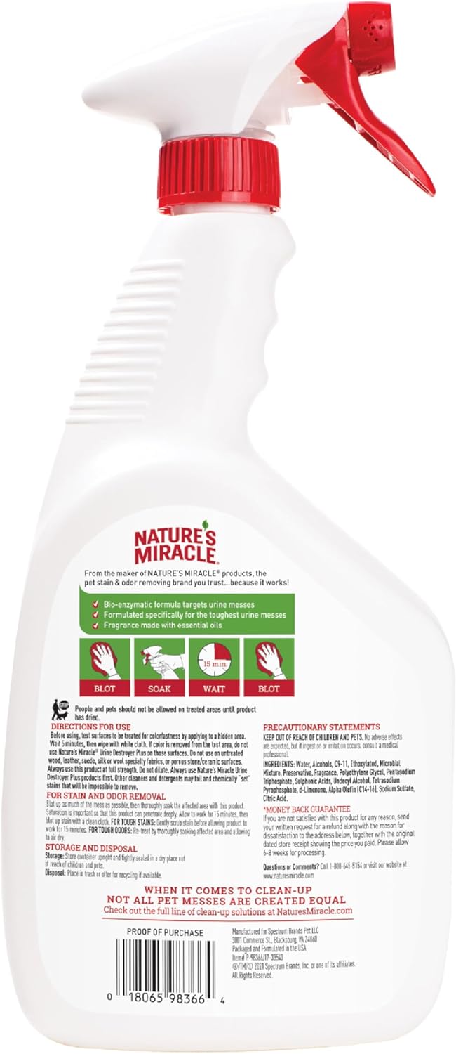 Nature's Miracle Urine Destroyer Plus Dog, 32 onzas, fórmula enzimática