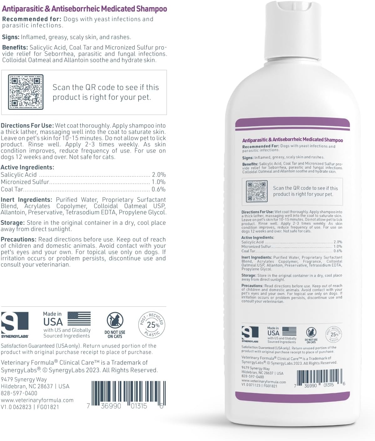 Veterinary Formula- Shampoo antiparasitario y antiseborreico para perros
