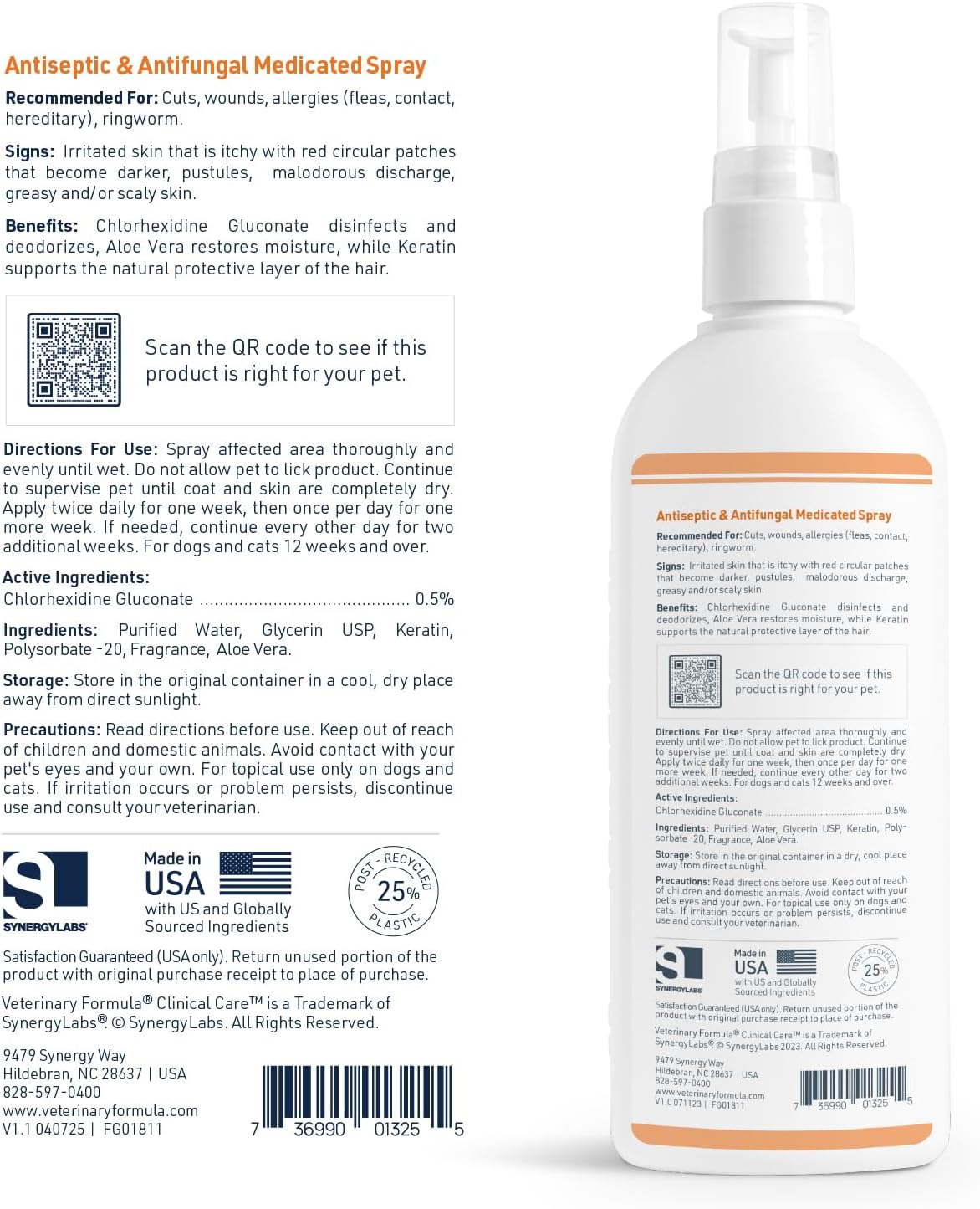 Veterinary Formula Clinical Care Antiseptic and Antifungal Medicated Spray for Dogs & Cats, 8 Fl Oz