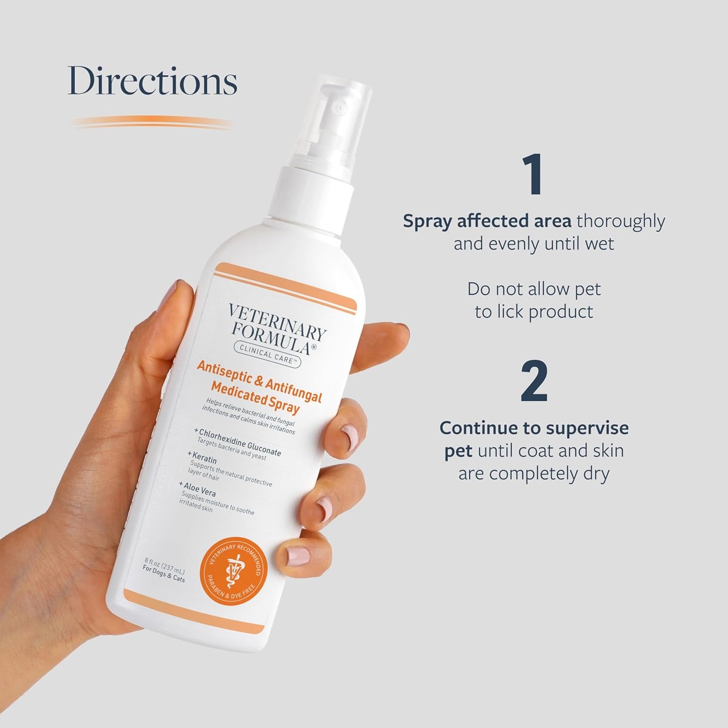 Veterinary Formula Clinical Care Antiseptic and Antifungal Medicated Spray for Dogs & Cats, 8 Fl Oz
