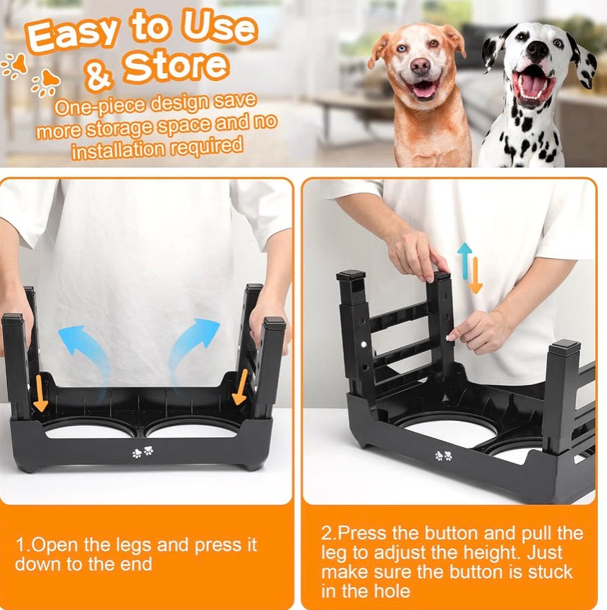 Comedero elevado para perros medianos, soporte elevado de 4 alturas ajustables, 2-8 pulgadas