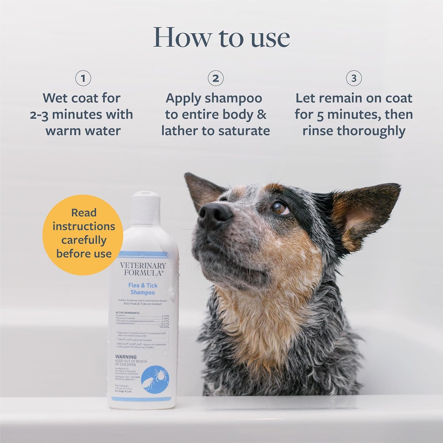 Veterinary Formula - Shampoo contra pulgas y garrapatas, para perros y gatos