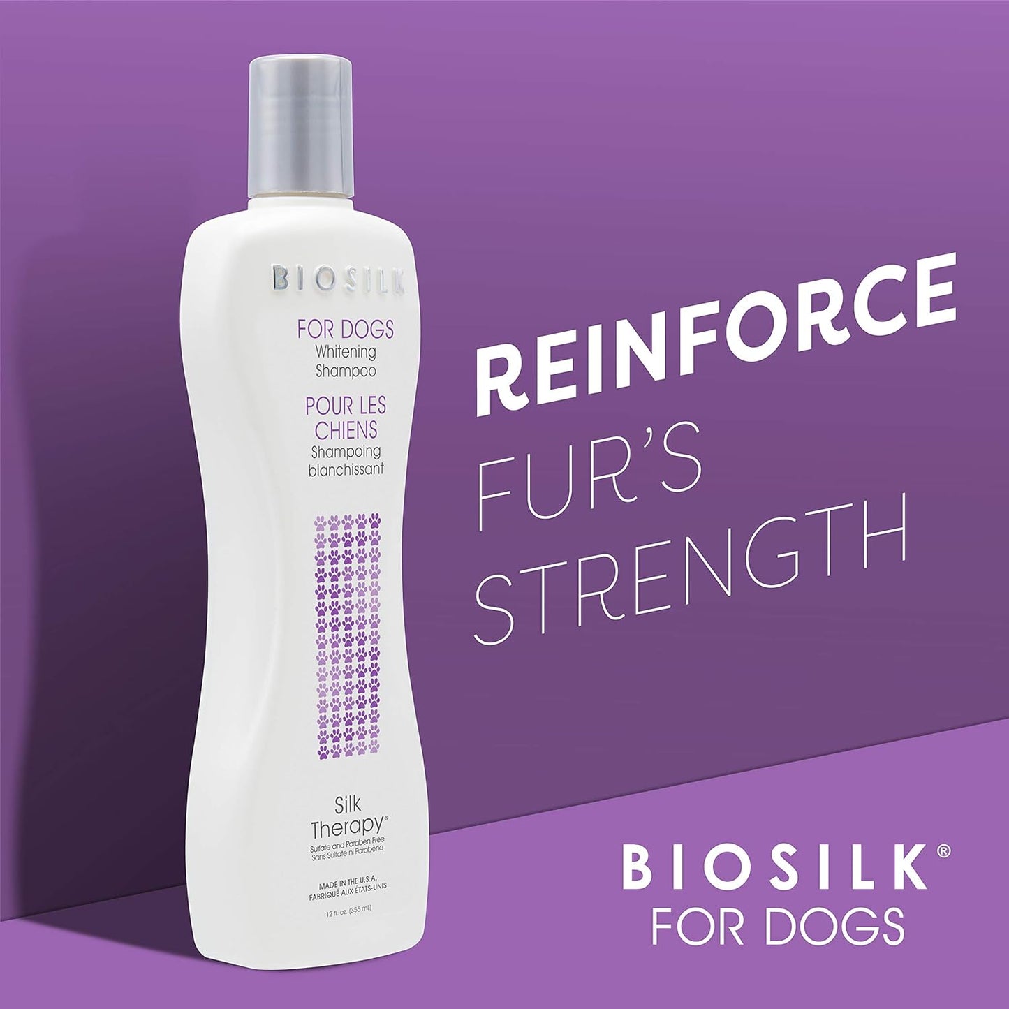 BioSilk Silk Therapy - Shampoo blanqueador para perros