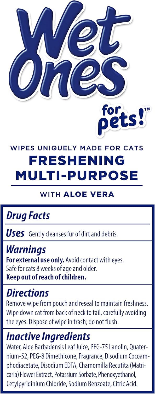 Wet Ones Toallitas multiusos para refrescar mascotas con aloe vera
