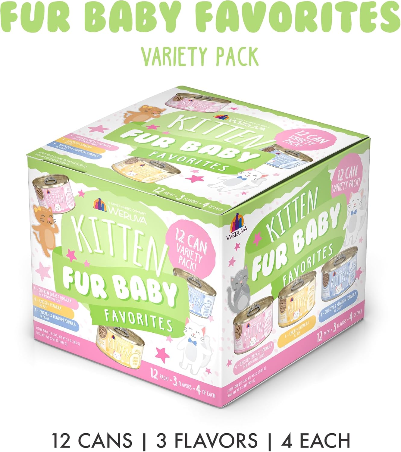 Weruva Kitten, Fur Baby Favorites Paquete variado, lata de 3 onzas (paquete de 12)
