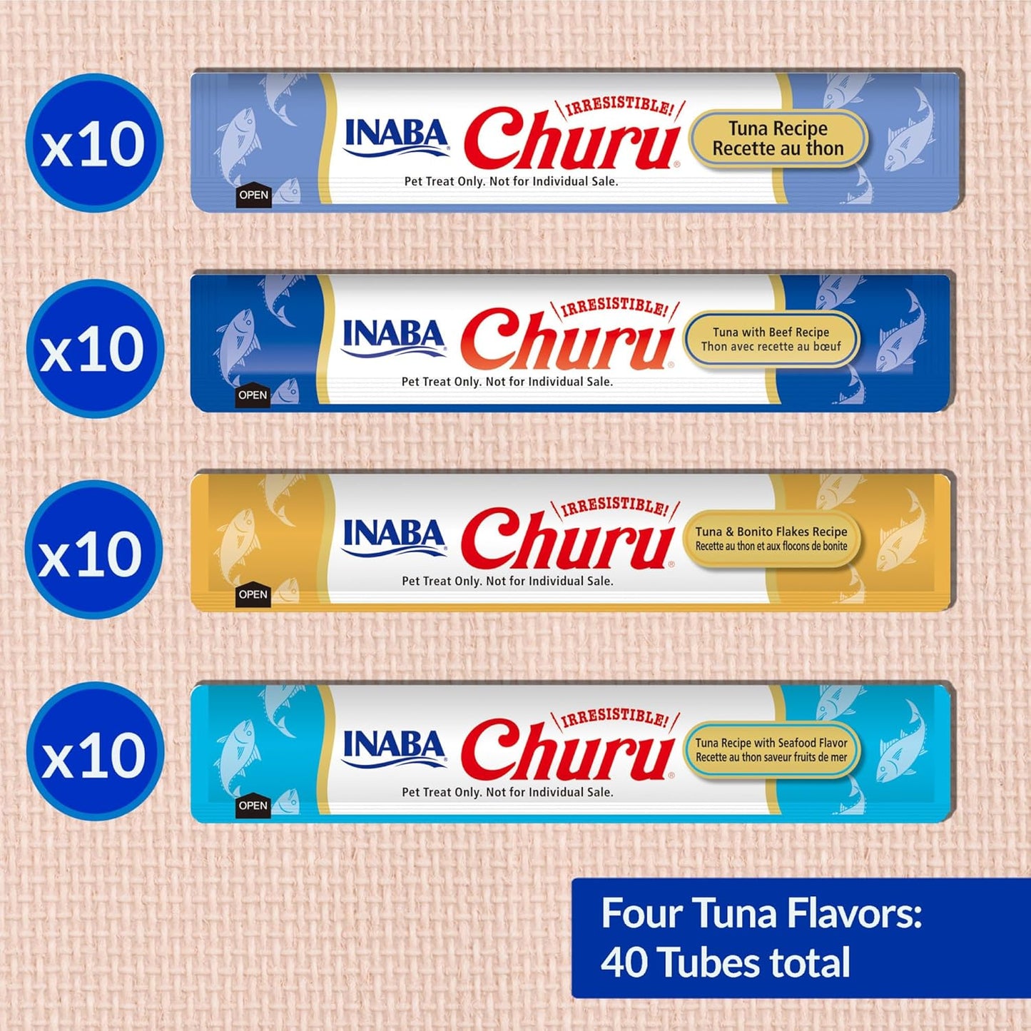 Inaba Churu Bocadillos para gatos 40 tubos, cajas con variedad
