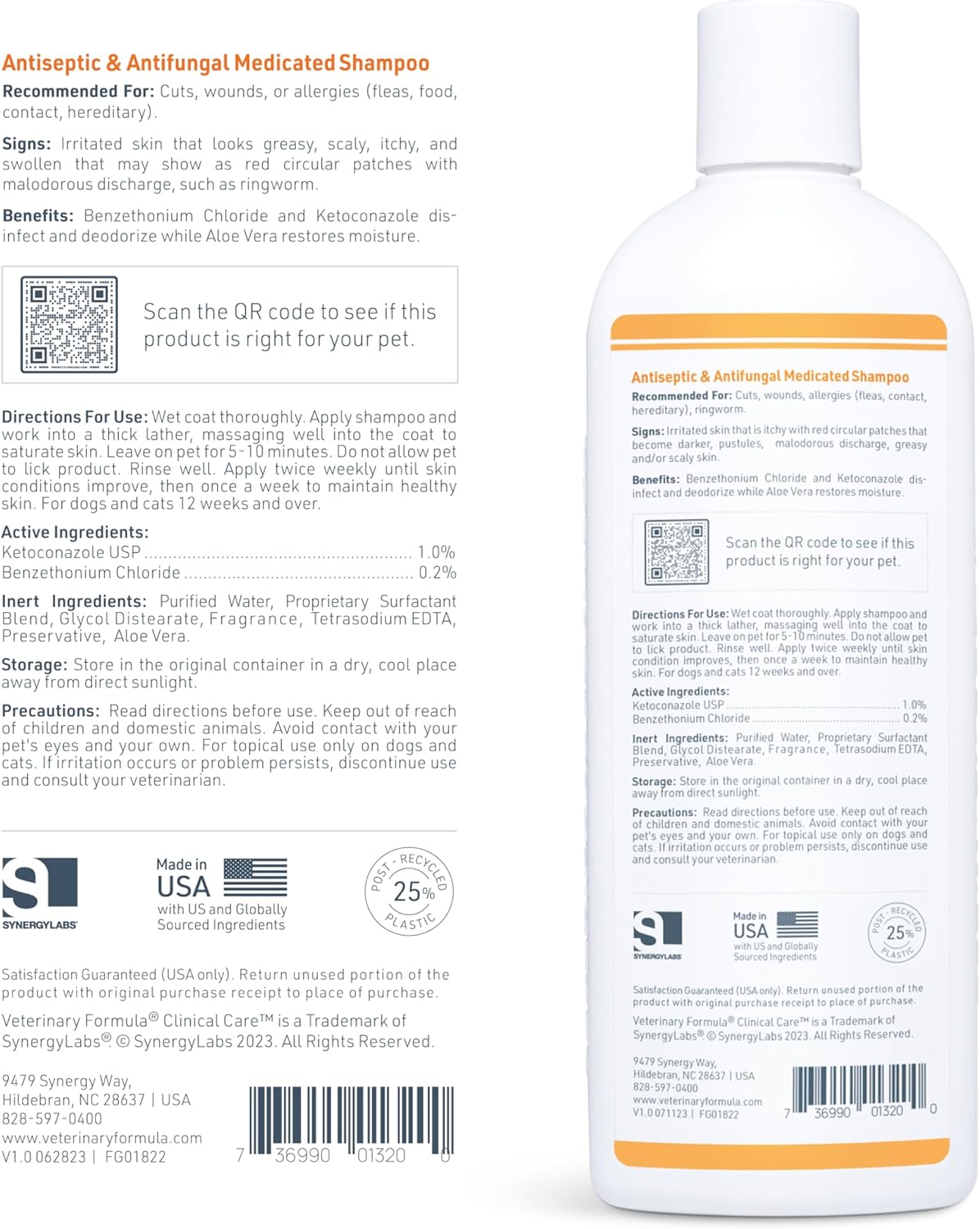 Veterinary Formula- Shampoo medicado antiséptico y antifúngico para perros y gatos
