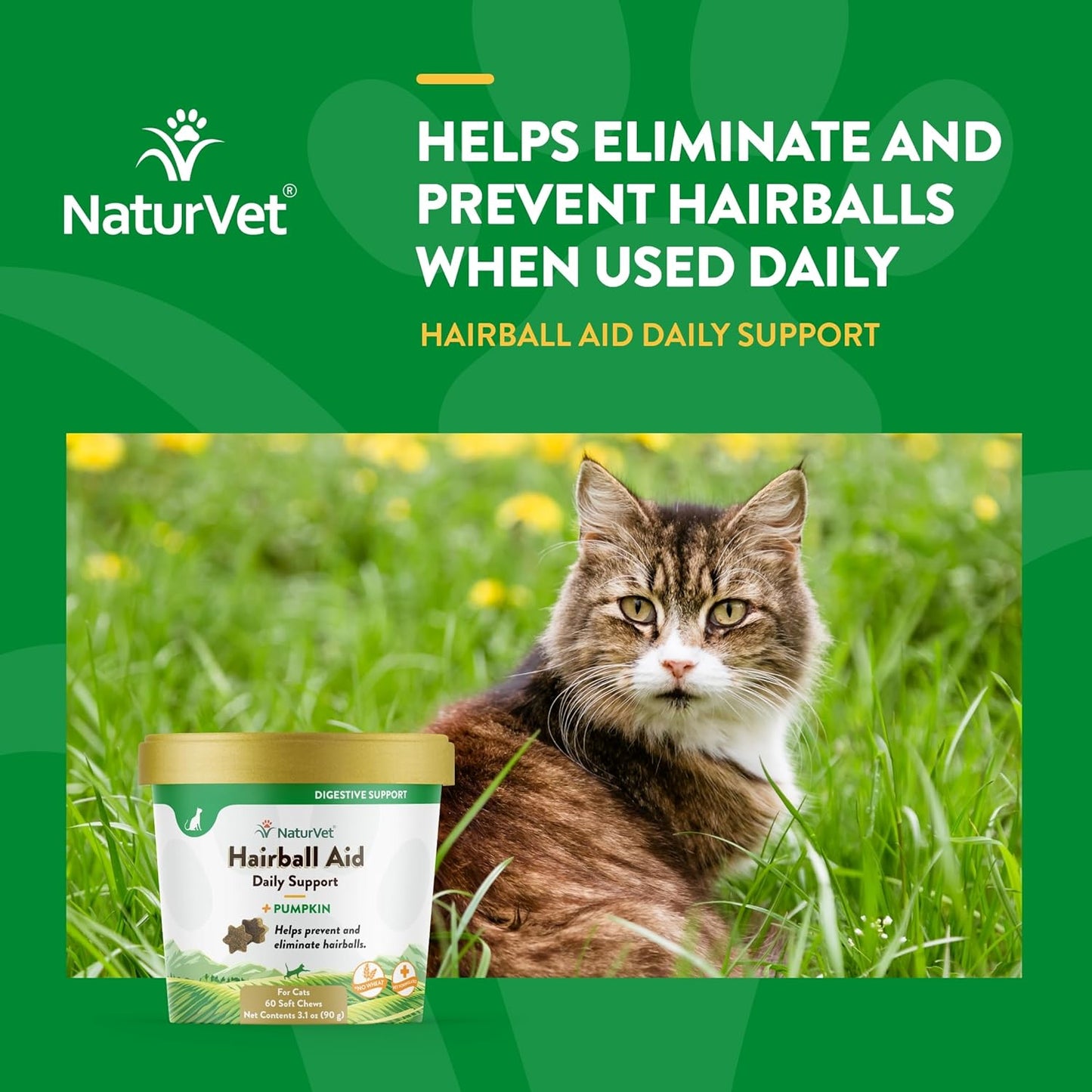 NaturVet Suplemento de ayuda para bolas de pelo para gatos - hairball