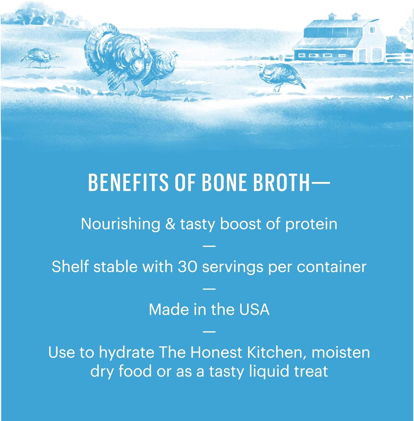 The Honest Kitchen Daily Boosters: Caldo instantáneo de hueso de pavo para perros y gatos