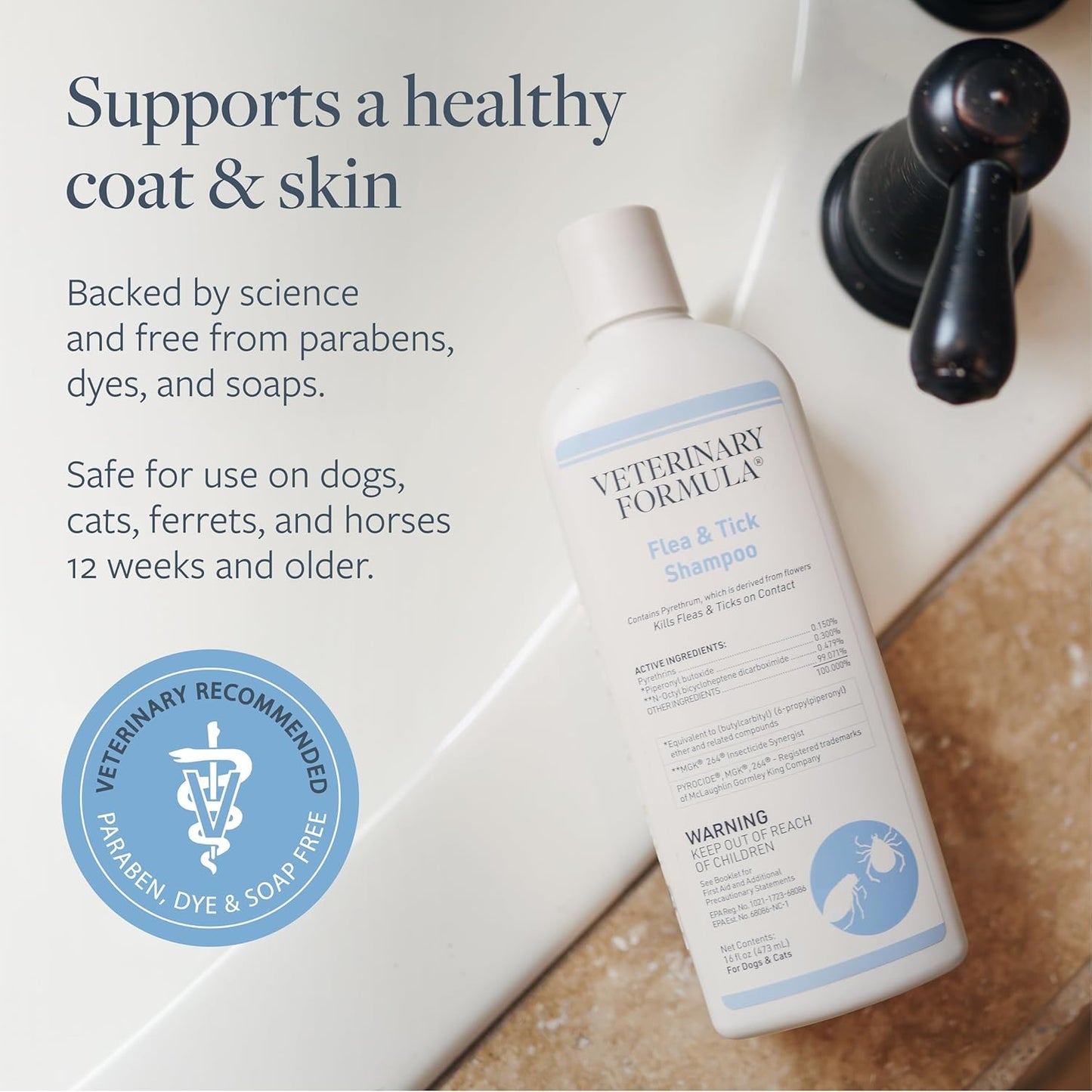 Veterinary Formula - Shampoo contra pulgas y garrapatas, para perros y gatos