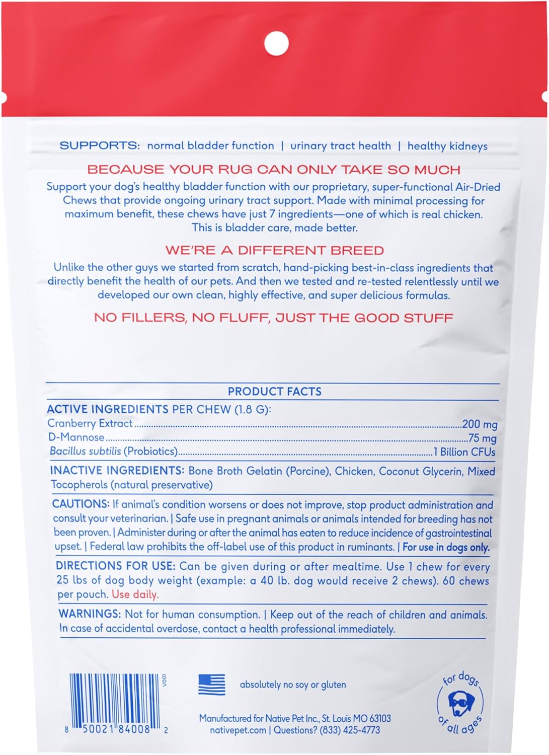 Native Pet- BLADDER Tratamiento de infecciones urinarias para perros