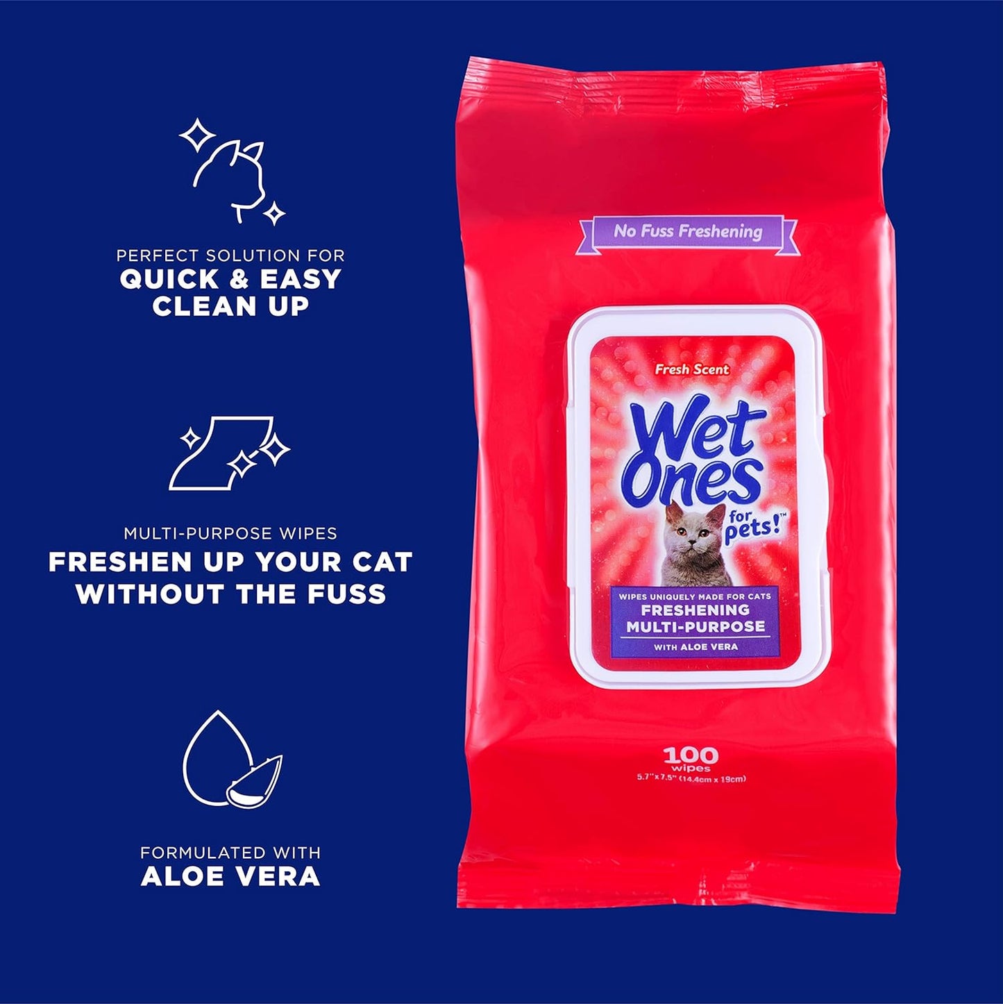 Wet Ones Toallitas multiusos para refrescar mascotas con aloe vera