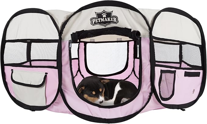 PETMAKER corral para mascota con bolsa color rosa