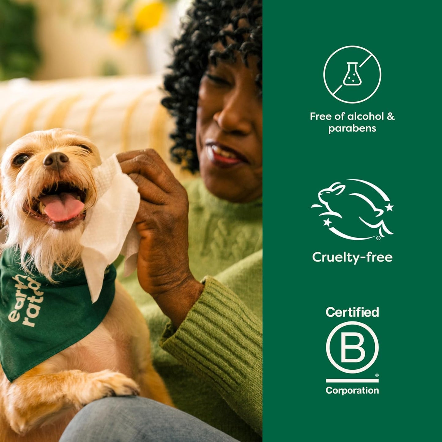 Earth Rated - Toallitas texturizadas para mascotas, para perros y gatos