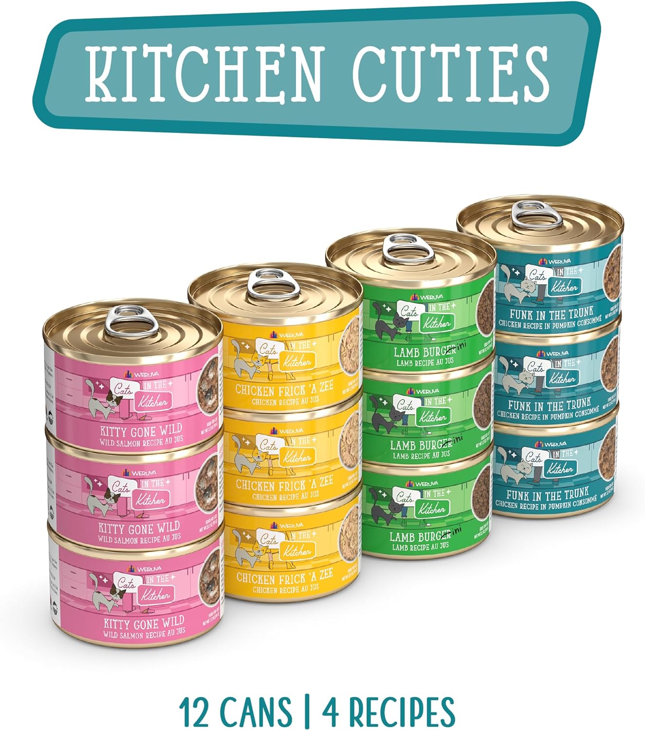 Weruva Cats in The Kitchen - Latas de comida para gatos sin granos (Paquete de 12)
