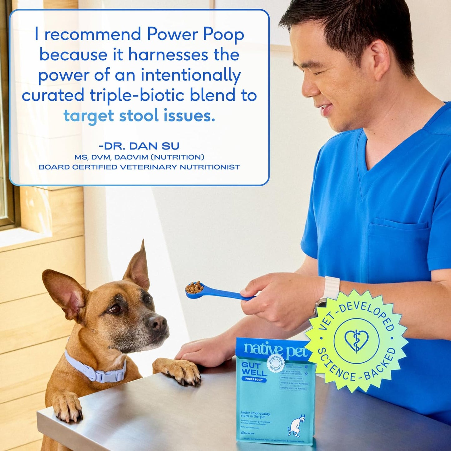Native pet GutWell Power Poop - Enzimas digestivas para perros - Apoyo digestivo, alivio de gases