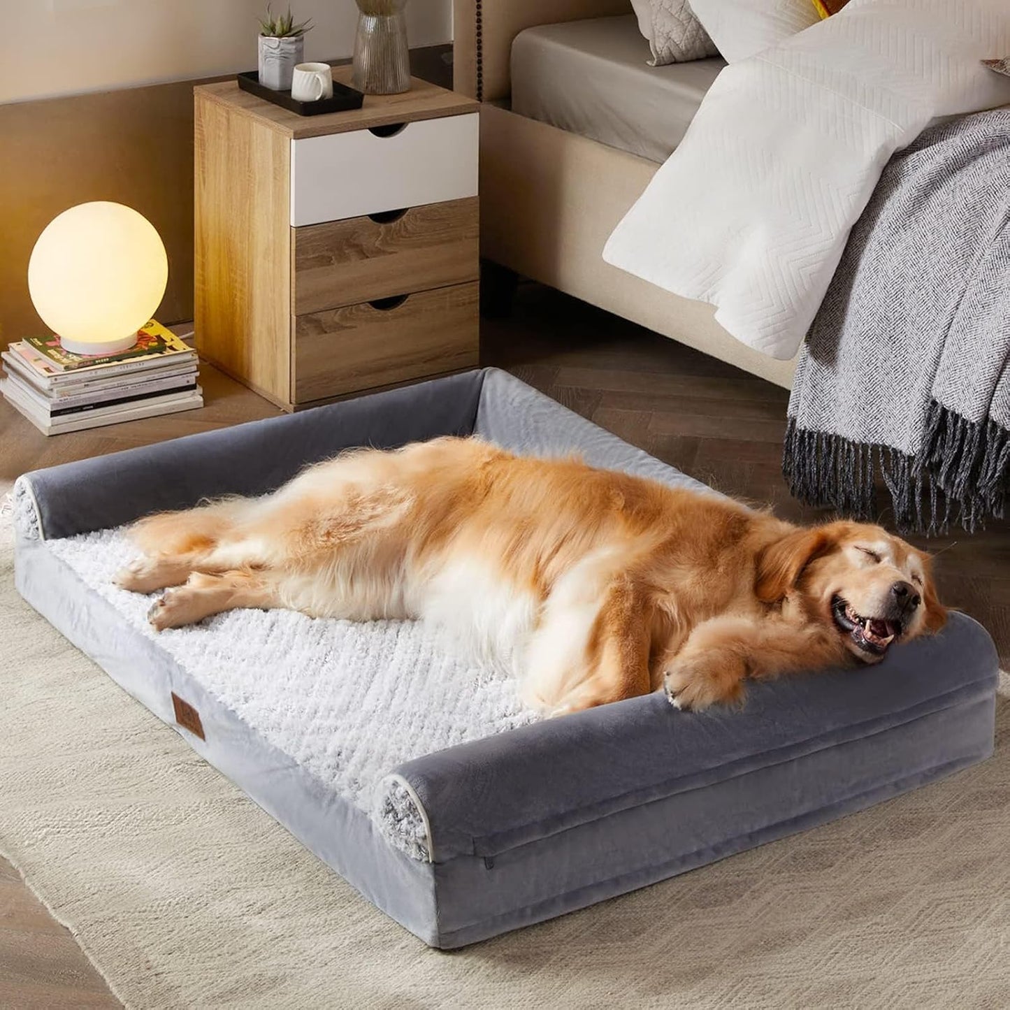 Cama ortopédica tamaño XL, color gris