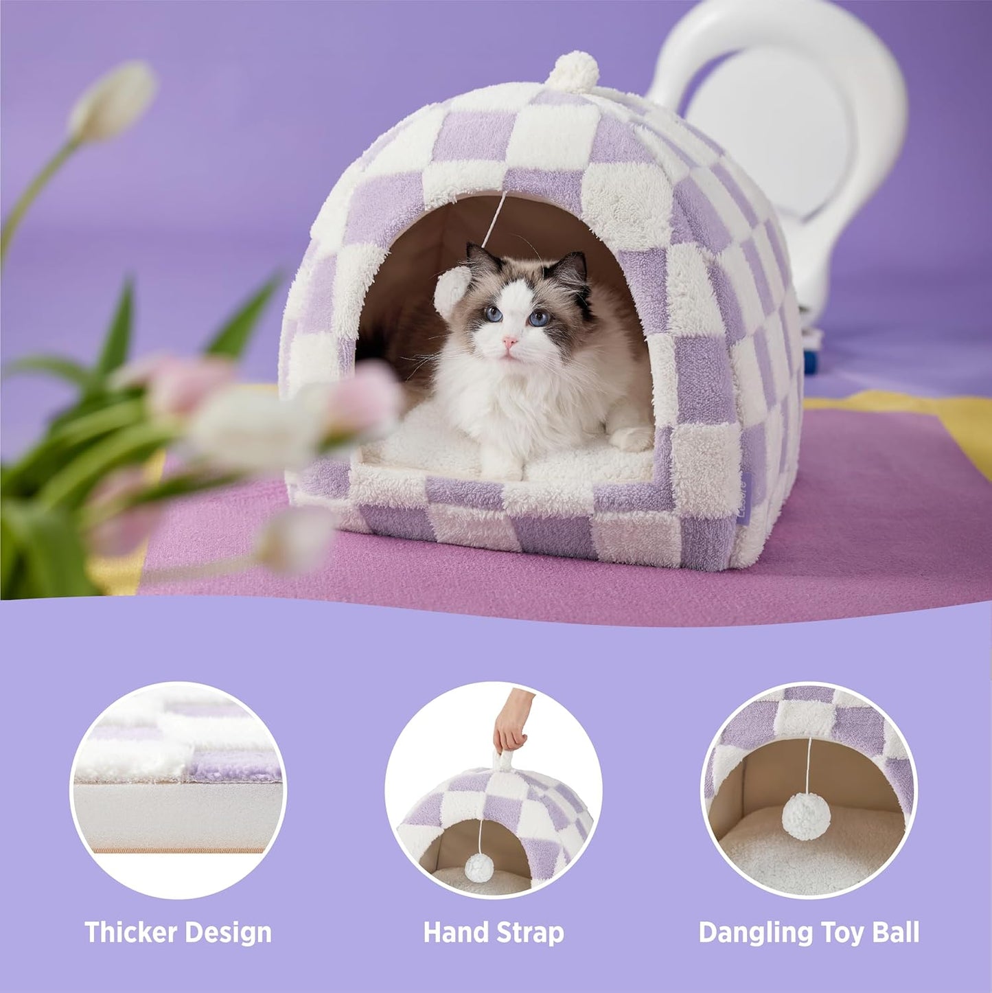 Lesure cama para gatos– Cama tipo cueva 2 en 1