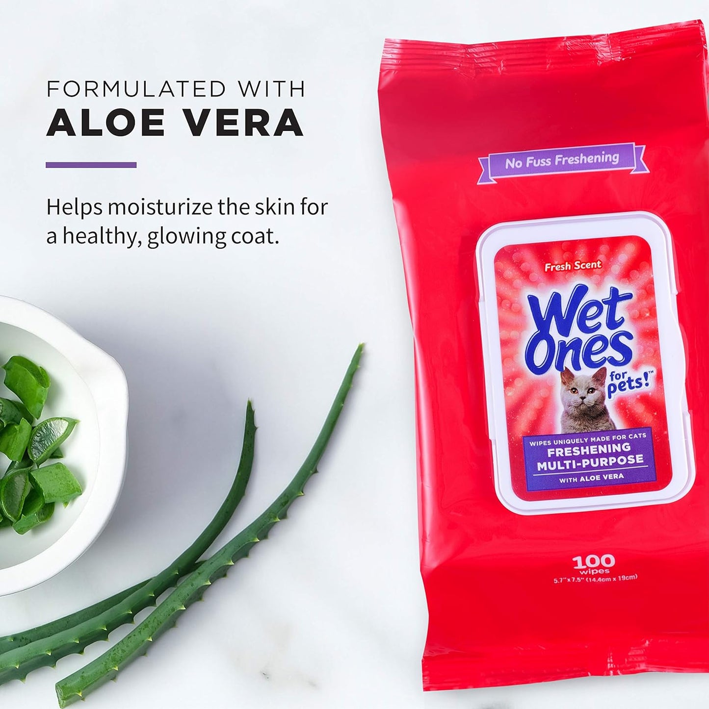 Wet Ones Toallitas multiusos para refrescar mascotas con aloe vera
