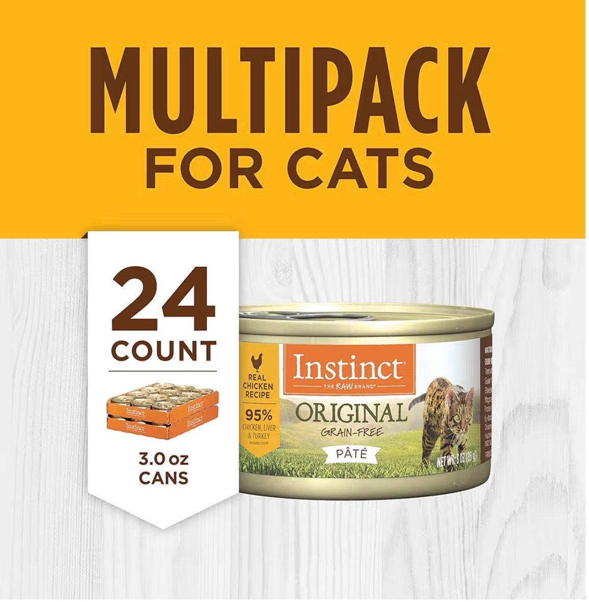 Instinct Original Pate Wet Cat Food, Grain Free Recipe - Real Chicken, 3 oz. Cans (Paquete de 24 unidades)