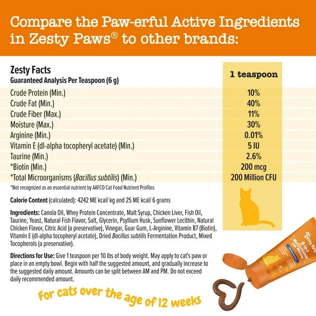 Zesty Paws 8-in-1 Multivitamin Cat Mousse, 3oz Tube