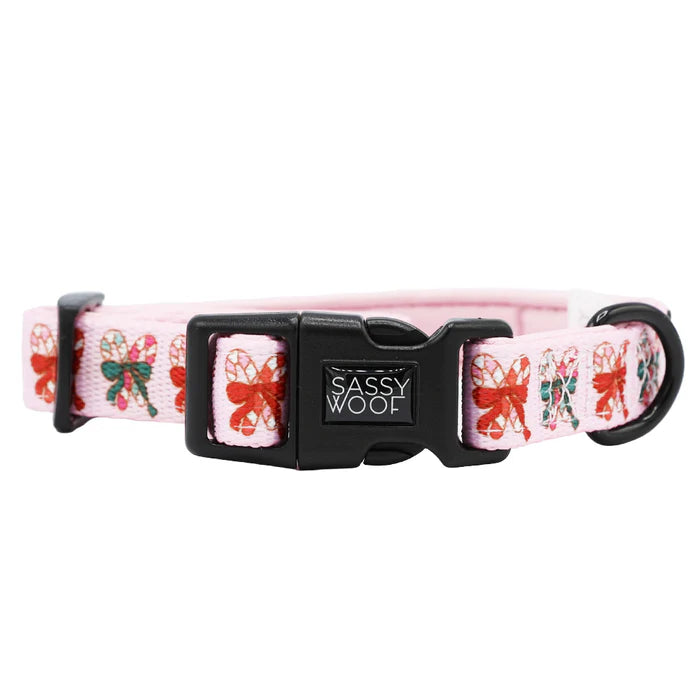 Sassy woof- Dog Collar - Candy Cane Coquette