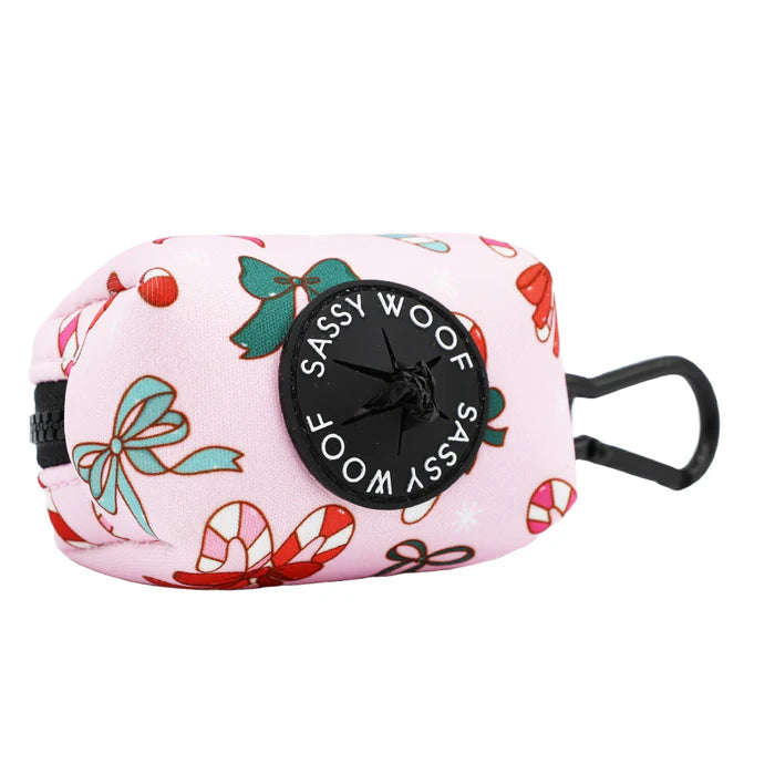 Sassy woof - Dog Waste Bag Holder - Candy Cane Coquette