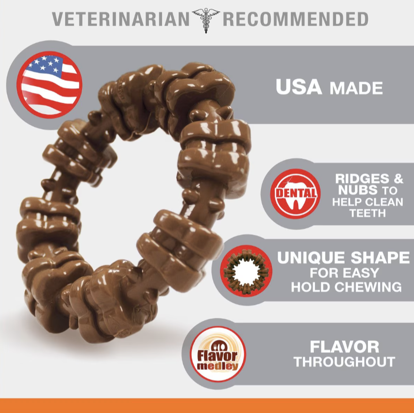 Nylabone Power Chew Textured Dog Chew Ring Toy Flavor Medley